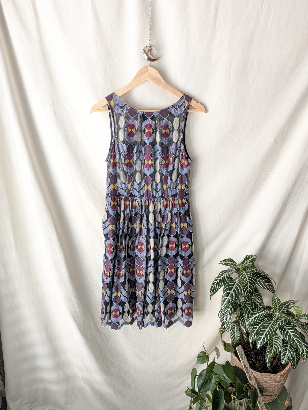 Anthropologie Sleeveless Mesh Overlay Dress